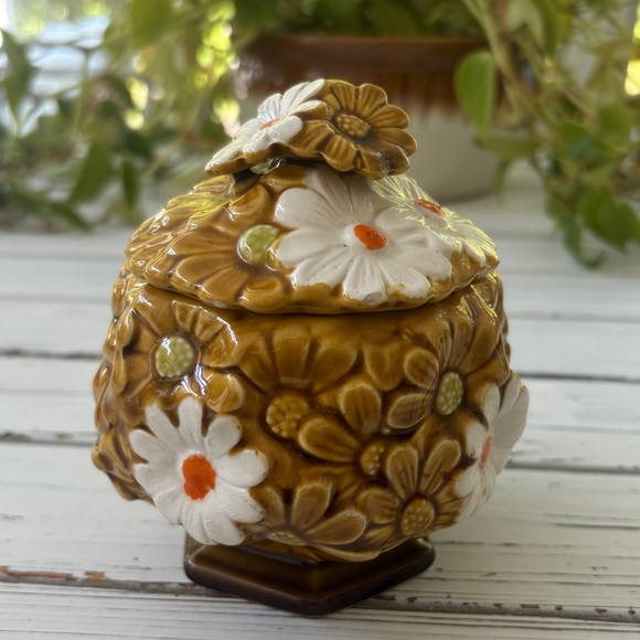 1970s Vintage Amber Daisy Bowl - Picture 6 of 13